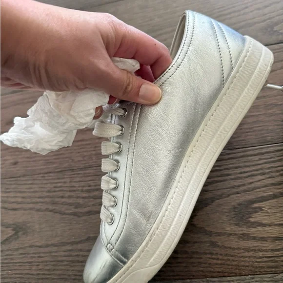 Prada Women's Metallic Silver Sneakers Size 38 - Picture 7 of 12